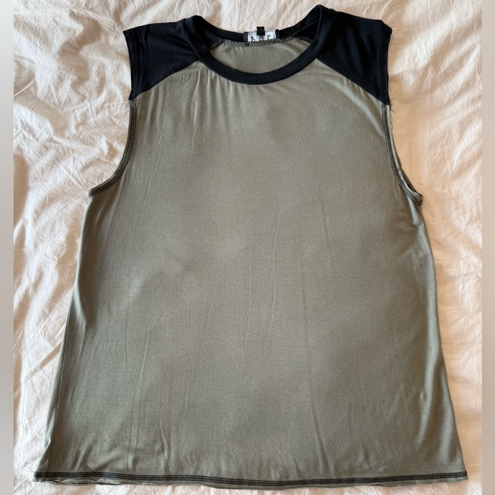 POL Olive and Black Muscle Tee